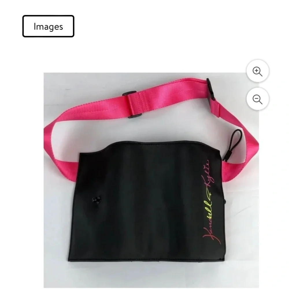 Kendall & Kylie Black and Pink Makeup Brush Holder Belt Bag